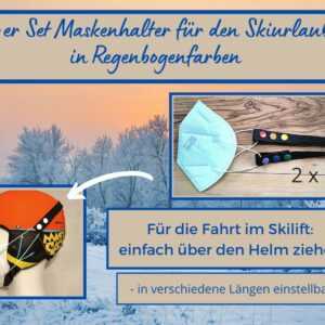 2-Er Set Maskenhalter in Regenbogenfarben Für Den Skiurlaub/Skilift, Ffp2 Über Dem Skihelm Tragen, Pride, Lgbtq+, Maskenadapter Lift