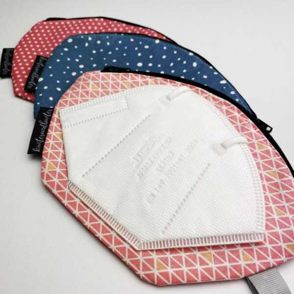 Etui | Maskentasche Ffp2 Tasche Für Maske Baumwolle Kosmetiktasche Geometrisch Rosa Orange