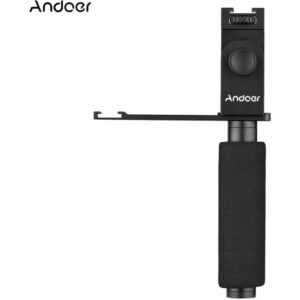 Andoer Smartphone Vlogging Handgriff Handy Videoaufnahme Halter Griff Stabilisator Handy Klemme 40mm-85mm Breite - Modell: Schwarz