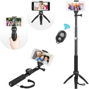 Andoer - Telefon-Live-Show-Kit inklusive Mini-Tischstativ Selfie-Stick-Telefonhalter Fernbedienung fur Smartphone fur Canon Nikon Sony DSLR