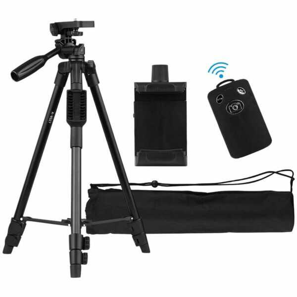 Asupermall - 47-Zoll-leichter tragbarer Reisekamera-Stativ-Stander Kompakte Aluminiumlegierung mit Smartphone-Halter BT-Fernbedienung Tragetasche 2