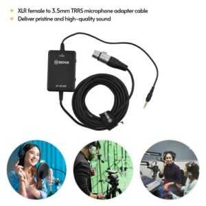 BOYA BY-BCA60 6M / 20FT Ultra-langes Mikrofonkabel XLR- bis 3,5-mm-TRRS-Anschluss Unterstützt die Lautstärkeregelung 48-V-Phantomspeisung mit 3,5-mm-Kopfhörerbuchse für Smartphone-Tablet-Laptop-Kamera