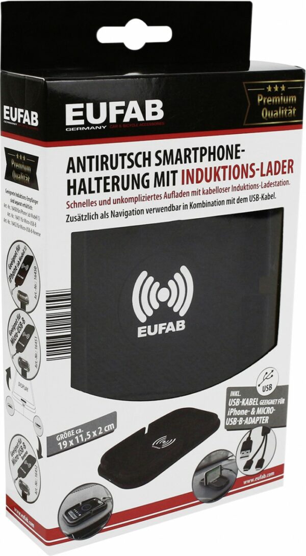 Eufab Anti-Rutsch Smartphone Halterung mit Induktions Lader