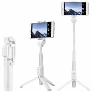 HUAWEI AF15 Selfie Stick Stativ Tragbares kabelloses BT3.0 Einbeinstativ Kompatibel mit iOS Android Huawei 8 Samsung S9 Plus Smartphone - Modell: Wei?