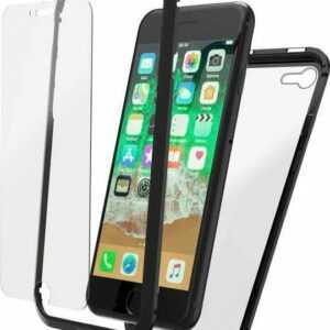 Hama Smartphone-Hülle "Cover Magnetic+Glas+Displayglas für Apple iPhone 8, Schwarz, Smartphone-Cover, Hülle"