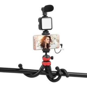 Jumpflash KIT-04LM Vlogging Kit Smartphone Video Rig Kit Enthält 1 LED-Licht 1 Stativ 1 Mikrofon 1 Telefonhalter 1 Fernbedienung für die Fotoaufnahme