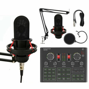 LEORY K20 Kondensatormikrofon mit V9X PRO Soundkartenmikrofon Satz für Studio Live DJ Smartphone PC Gaming Karaoke Compu