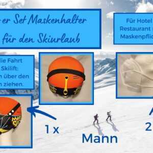 Maskenhalter Skiurlaub Mann | 3-Er Set Für 1 Person, Maskenband Den Skihelm, 2 Maskenadapter Ffp2 Im Hotel | Im Nacken Sitzend