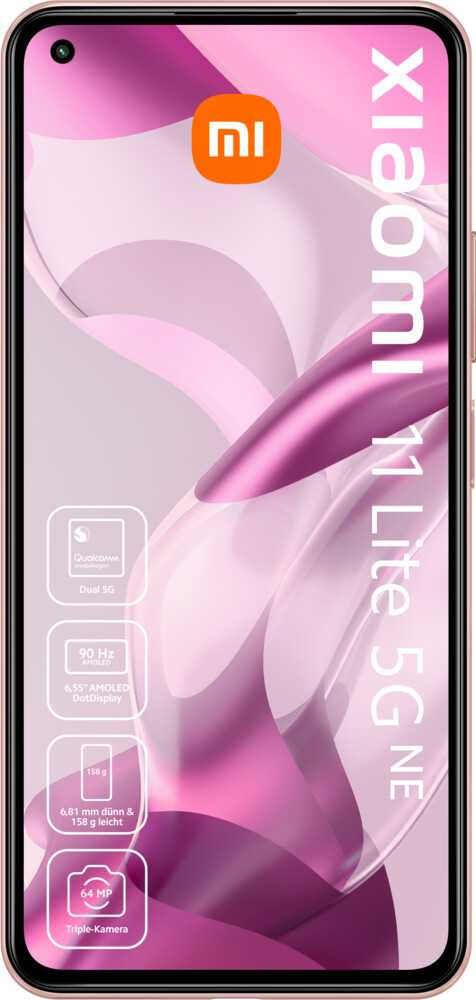 Mi 11 Lite New Edition 8GB + 128GB 5G Peach Pink Smartphone