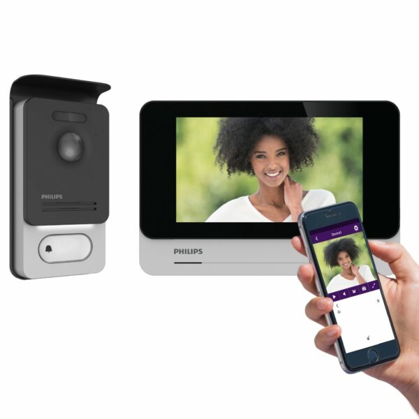 Philips Video-Türsprechanlage WelcomeEye Connect2 7 Touchscreen, 5 RFID-Badges, mit Smartphone-Zugriff