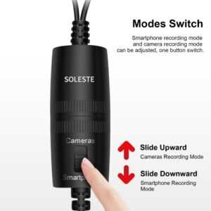 SOLESTE 3,5-mm-Lavalier-Mikrofon 6 Meter kabelgebundenes Ansteck-Kragenmikrofon für Smartphone-Spiegelreflexkamera mit Aufbewahrungstasche 6,5-mm-Audioadapter