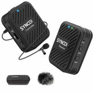 SYNCO G1 (A1) 2,4 G Drahtloses Mikrofonsystem mit 1 Sender & 1 Empfänger & 1 Lavalier-Mikrofon 70 m Reichweite 3,5 mm Stecker für Smartphone-Kamera