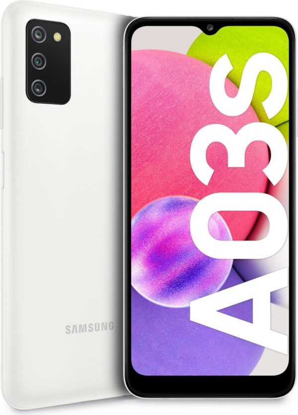 Samsung Galaxy A03s - 4G Smartphone - Dual-SIM - RAM 3GB / 32GB - microSD slot - LCD-Anzeige - 6.5 - 1600 x 720 Pixel - Triple-Kamera 13 MP, 2 MP, 2 MP - front camera 5 MP - weiß (SM-A037GZWNEUE)