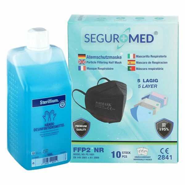 Segurmed® Ffp2 Atemschutzmaske schwarz + Sterillium® Lösung
