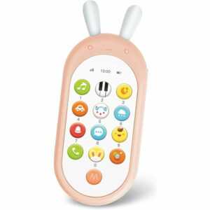 Spielzeug-Handy für Kinder, zweisprachiges Baby-Smartphone, musikalisches sensorisches Spielzeug, geeignet für Babys ab 6 Monaten (Rosa)