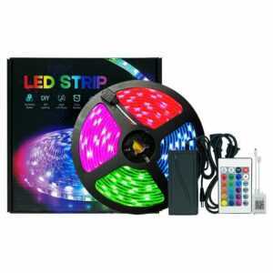 TRIOM LED-Streifen, 5M LED-Streifen 150 LEDs 5050 RGB Wasserdicht, Steuerung über Smartphone-App, Synchronisierung mit Musikrhythmus/Timer-Funktion