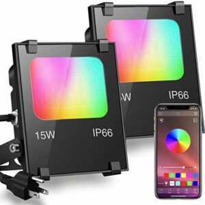 Triomphe - RGBW 15W Smartphone-gesteuertes Outdoor-LED-Flutlicht, Smart RGB-Farb-LED-Strahler, IP66 wasserdicht, 20 Modi 16 Millionen Farben,