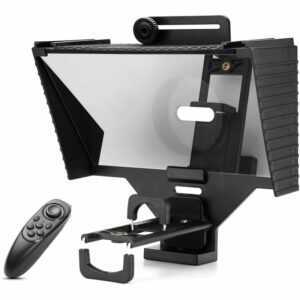 Universeller Teleprompter Tragbarer Prompter mit BT-Fernbedienung Objektivadapterring Kompatibel mit Smartphone-Tablet-Kamera fur Live-Stream-Hosting