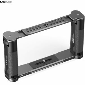 Uurig - R069 Universal DIY Metall Videokafig Vlog Rig Handheld Stabilisator mit 1/4 Zoll Schraube Dual Kaltschuhhalterungen fur Smartphone ILDC