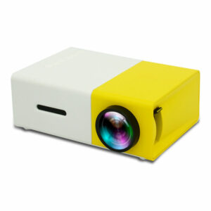 Tragbarer Mini-Projektor, Heimcamping-Projektor, 1080P LED-Projektor, Smartphone/PS4-kompatibel, Kindergeschenk (Gelb Weiß)