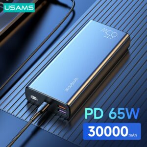 USAMS PD 65W Power Bank 30000mAh QC FCP AFC Schnelle Ladung Power Für Laptop Smartphone Tablet