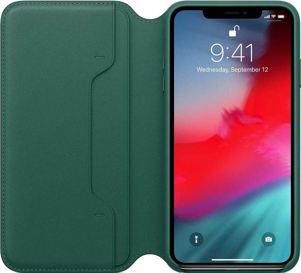 Apple Folio – Flip-Hülle für Mobiltelefon – Leder – Forest Green – für iPhone XS Max