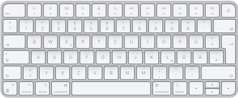 Apple Magic Keyboard – Tastatur – Bluetooth – QWERTZ – Deutsch – für 10.2 iPad, 10.5 iPad Air, 10.9 iPad Air, iPad mini 5, iPhone 11, 12, SE, XR (MK2A3D/A)