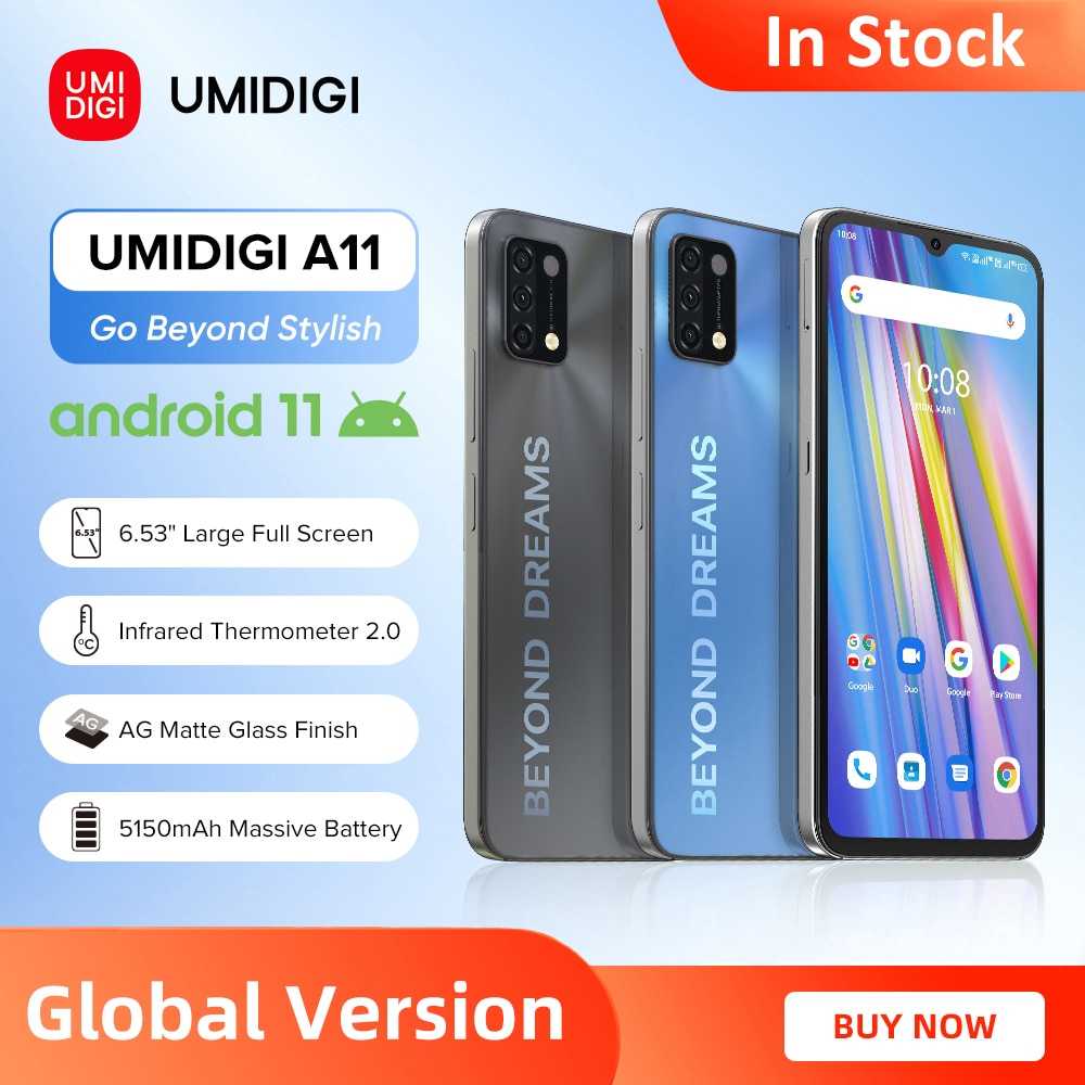 [Auf Lager] UMIDIGI A11 Globale Version Android 11 Smartphone Helio G25 64GB 128GB 6.53 “HD + 16MP