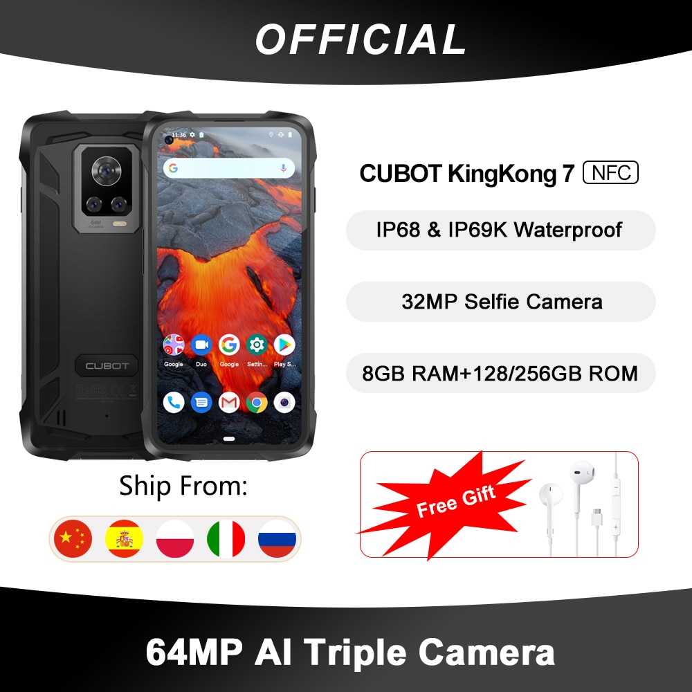 Cubot KingKong 7 Android 11 Outdoor Smartphone Ohne Vertrag IP68 IP69K Wasserdichter 64MP Triple