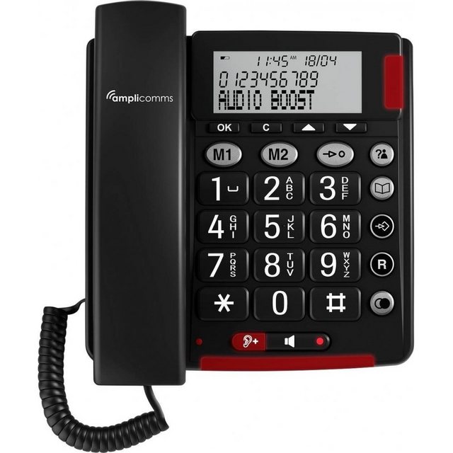 Amplicomms BigTel 48 Plus – Festnetztelefon – dunkelgrau Großtastentelefon