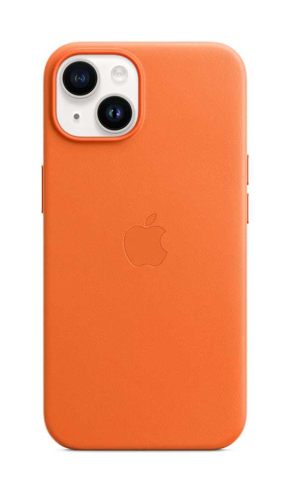 APPLE iPhone 14 Leather Case with MagSafe – Orange (MPP83ZM/A)