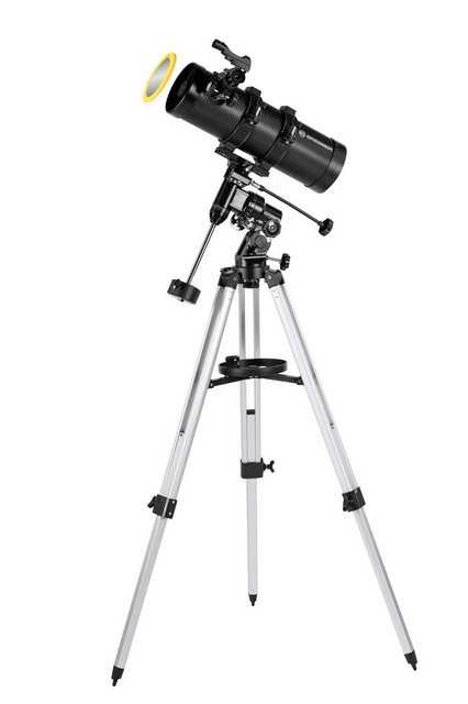 BRESSER Spiegelteleskop nach Newton "Teleskop Pluto 114/500 EQ mit Smartphone Kamera Ad"