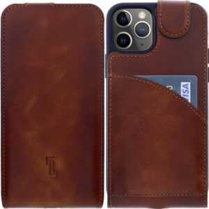 Burkley Flip Case "Apple iPhone 13 Pro Leder Handyhülle Klapphülle" IPhone 13 Pro, Flip Case Lederhülle mit Kartenfach und Magnetverschluss