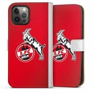 DeinDesign Handyhülle "1. FC Köln rot" Apple iPhone 12 Pro Max, Hülle, Handy Flip Case, Wallet Cover, Handytasche Leder 1. FC Köln