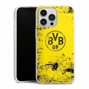 DeinDesign Handyhülle "BVB Destroyed Look" Apple iPhone 13 Pro, Silikon Hülle, Bumper Case, Handy Schutzhülle, Smartphone Cover Borussia Dortmund Offizielles Lizenzprodukt BVB