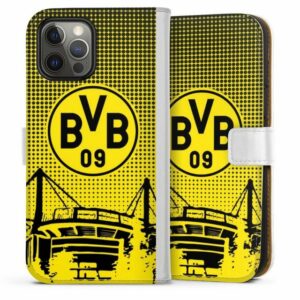 DeinDesign Handyhülle "BVB Dots" Apple iPhone 12 Pro Max, Hülle, Handy Flip Case, Wallet Cover, Handytasche Leder Stadion BVB