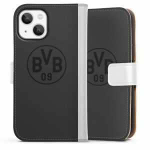 DeinDesign Handyhülle "BVB Grau" Apple iPhone 13 Mini, Hülle, Handy Flip Case, Wallet Cover, Handytasche Leder Borussia Dortmund Logo BVB