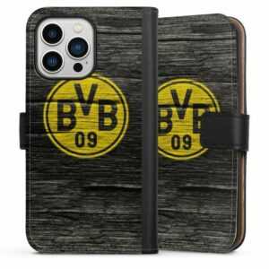 DeinDesign Handyhülle "BVB Holzoptik" Apple iPhone 13 Pro, Hülle, Handy Flip Case, Wallet Cover, Handytasche Leder Borussia Dortmund BVB Holzoptik