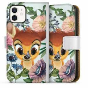 DeinDesign Handyhülle "Bloomy Bambi" Apple iPhone 12, Hülle, Handy Flip Case, Wallet Cover, Handytasche Leder Disney Blumen