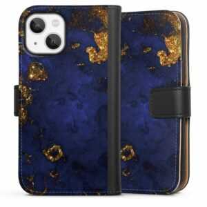 DeinDesign Handyhülle "Blue and Golden Marble Look" Apple iPhone 13 Mini, Hülle, Handy Flip Case, Wallet Cover, Handytasche Leder Marmor Gold Utart