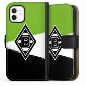 DeinDesign Handyhülle "Borussia Grunge Grün-Weiss-Schwarz" Apple iPhone 12 mini, Hülle, Handy Flip Case, Wallet Cover, Handytasche Leder Gladbach