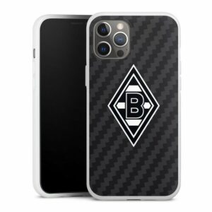 DeinDesign Handyhülle "Borussia Raute Carbon" Apple iPhone 12 Pro Max, Silikon Hülle, Bumper Case, Handy Schutzhülle, Smartphone Cover Carbon