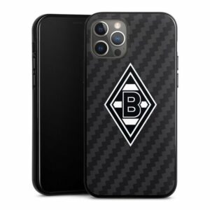 DeinDesign Handyhülle "Borussia Raute Carbon" Apple iPhone 12 Pro, Silikon Hülle, Bumper Case, Handy Schutzhülle, Smartphone Cover Carbon