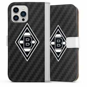 DeinDesign Handyhülle "Borussia Raute Carbon" Apple iPhone 13 Pro Max, Hülle, Handy Flip Case, Wallet Cover, Handytasche Leder Gladbach Borussia Mönchengladbach Carbon