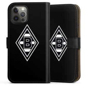 DeinDesign Handyhülle "Borussia Raute Schwarz" Apple iPhone 12 Pro Max, Hülle, Handy Flip Case, Wallet Cover, Handytasche Leder Wappen