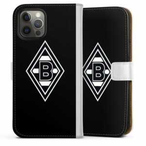 DeinDesign Handyhülle "Borussia Raute Schwarz" Apple iPhone 12 Pro Max, Hülle, Handy Flip Case, Wallet Cover, Handytasche Leder Wappen