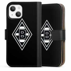 DeinDesign Handyhülle "Borussia Raute Schwarz" Apple iPhone 13 Mini, Hülle, Handy Flip Case, Wallet Cover, Handytasche Leder Wappen Borussia Mönchengladbach Gladbach