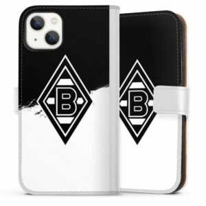 DeinDesign Handyhülle "Borussia Scratch Schwarz-Weiss" Apple iPhone 13, Hülle, Handy Flip Case, Wallet Cover, Handytasche Leder Borussia Mönchengladbach Gladbach Bundesliga