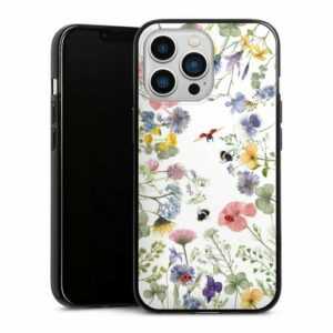 DeinDesign Handyhülle "Bunte Frühlingsblumen und Bienen" Apple iPhone 13 Pro, Silikon Hülle, Bumper Case, Handy Schutzhülle, Smartphone Cover Biene Blumen Muster