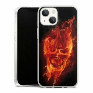 DeinDesign Handyhülle "Burning Skull" Apple iPhone 13 Mini, Silikon Hülle, Bumper Case, Handy Schutzhülle, Smartphone Cover Totenkopf Feuer Schädel